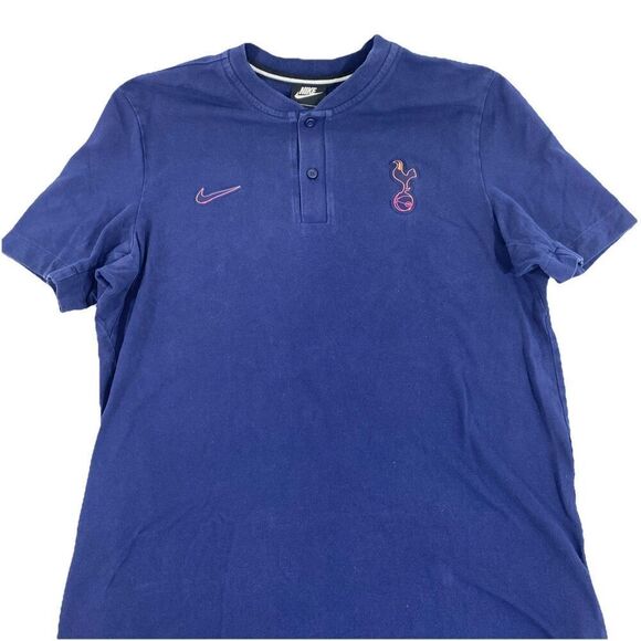 Vintage Mens Nike Tottenham Hotspurs FC 90s Button Front Shirt Navy Large - Picture 1 of 9